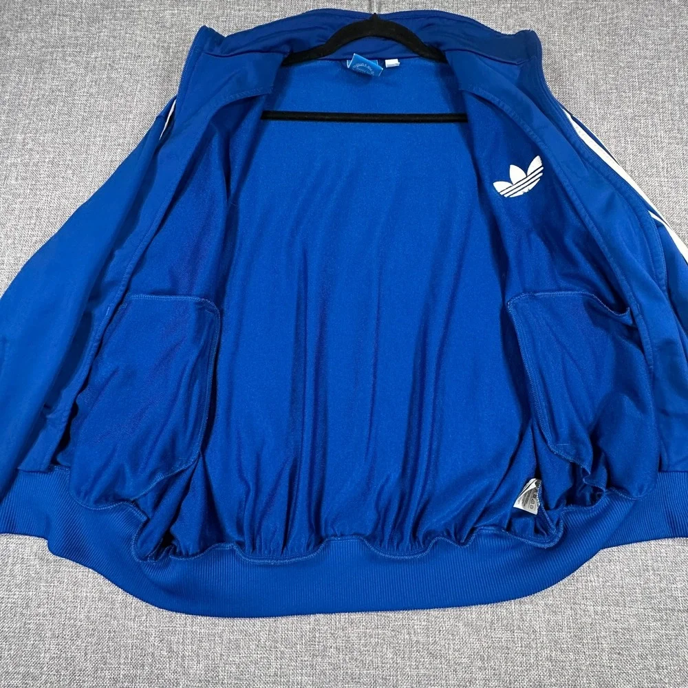 Adidas Track Jacket Mens Medium Blue Firebird Trefoil Full Zip Y2K Blokecore